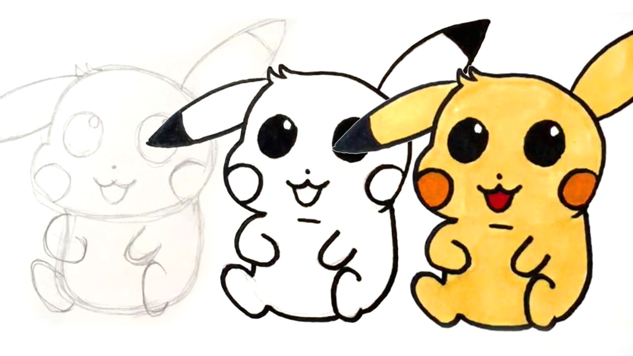 Drawings Easy Pikachu How to Draw Cute Pikachu for Kids In 10 Easy Steps Youtube