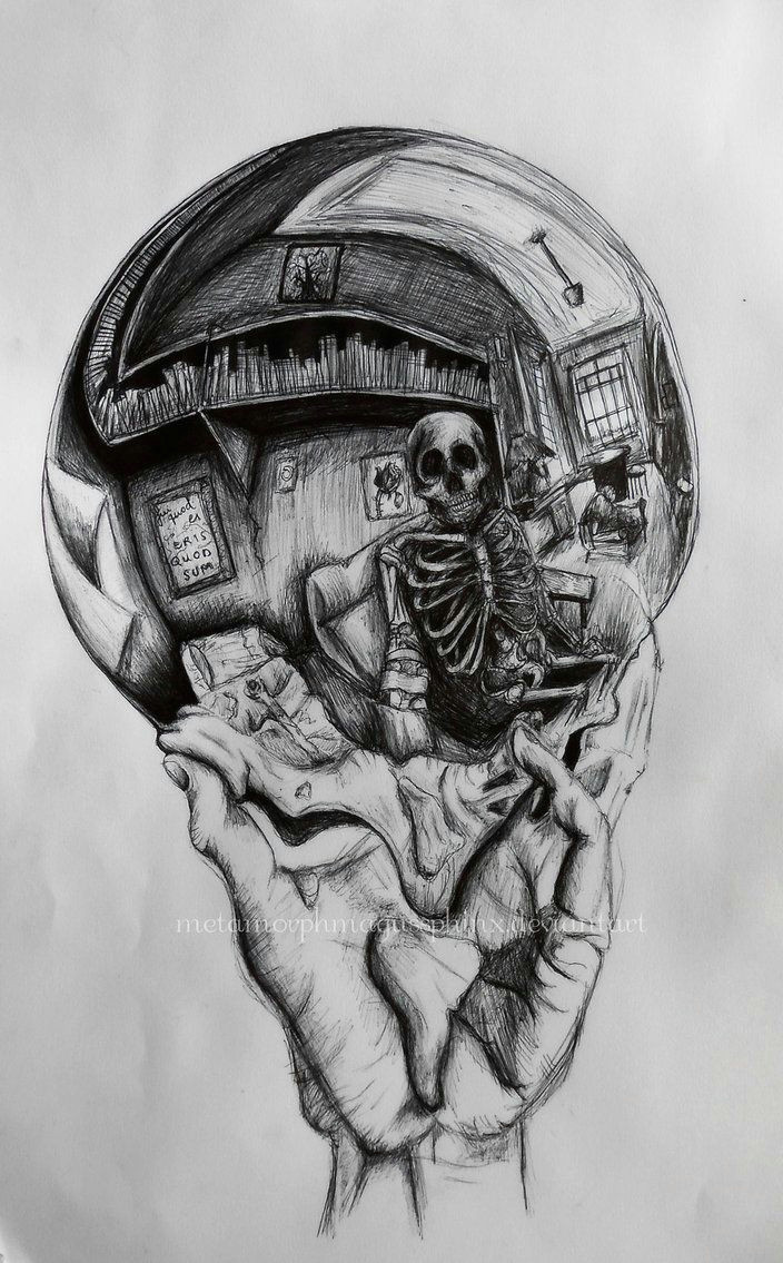 Drawings Hands Escher Hand with Reflecting Sphere Skeleton Art Parody M C Escher In