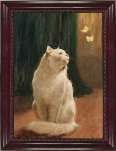 Drawings Of A White Cat White Cat with Two Brimstone butterflies Buyable Pins Pinterest