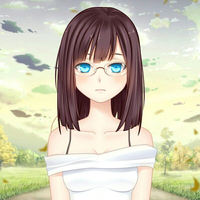 Drawings Of Anime Girl Eyes Anime Girl with Short Brown Hair and Blue Eyes and Glasses Anime