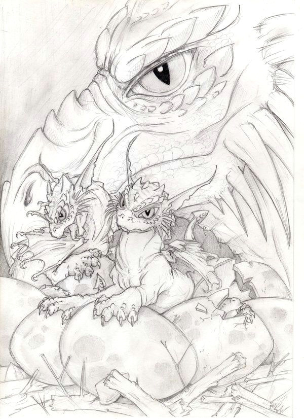 Drawings Of Baby Dragons Hatching A Mom and A Baby Dragon Being All Cute Description From Deviantart