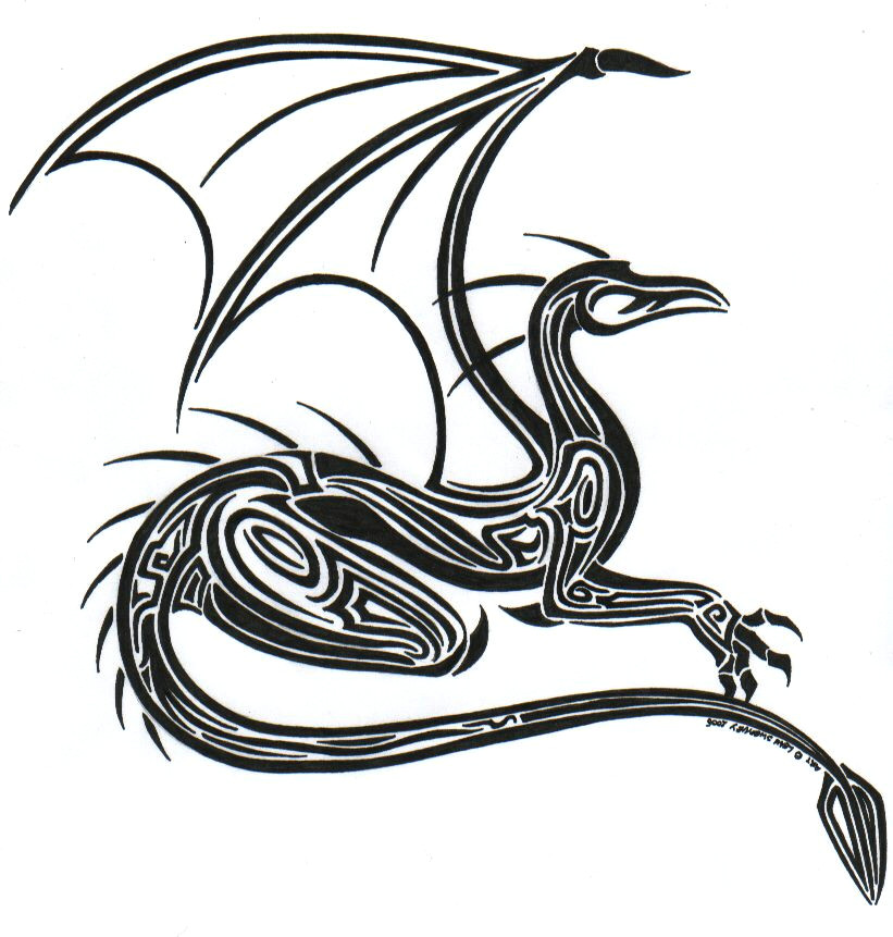 Drawings Of Beautiful Dragons Tribal Dragon by L Sway On Deviantart Dragons Black White