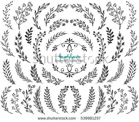 Drawings Of Big Hands Big Set Of Hand Drawn Vector Flowers and Branches with Leaves