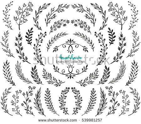 Drawings Of Big Hands Big Set Of Hand Drawn Vector Flowers and Branches with Leaves