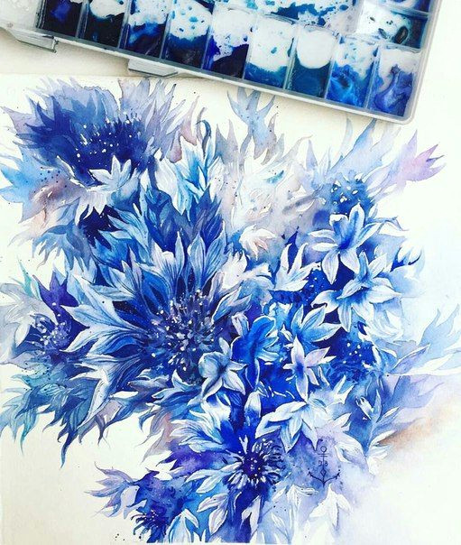 Drawings Of Blue Flowers Pin by Miss Boomb On Flowers In 2018 Watercolor Art Floral