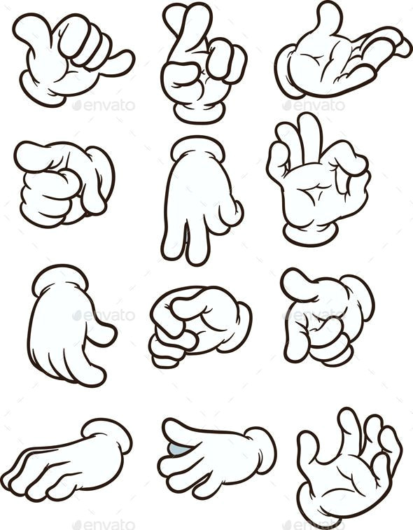 Drawings Of Cartoon Hands Cartoon Hands Making Different Gestures Vector Clip Art
