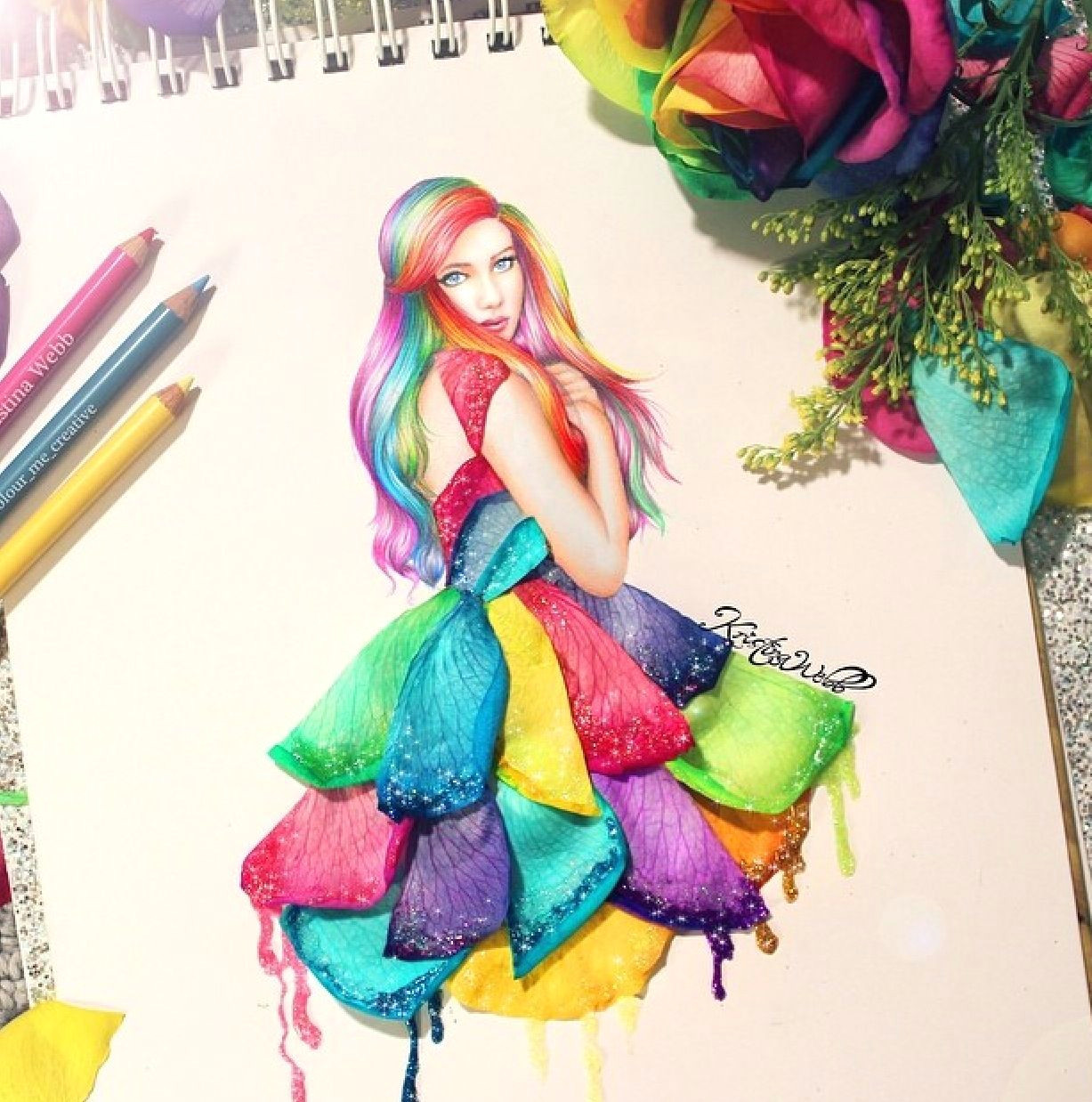 Drawings Of Colorful Roses Latest Drawing with these Beautiful Rainbow Roses Art Pinterest