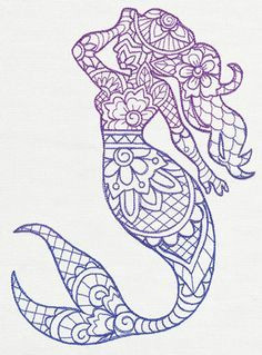 Drawings Of Detailed Roses Inspired by Traditional Indian Henna This Graceful Mermaid Takes