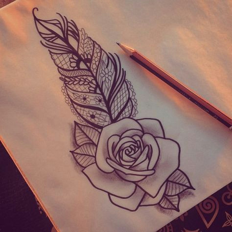 Drawings Of Detailed Roses Instead Of the Feather I Want the Leaves Of the Rose to Be Detailed