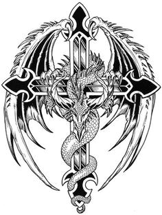 Drawings Of Dragons and Crosses Dragon Cross Tattoos