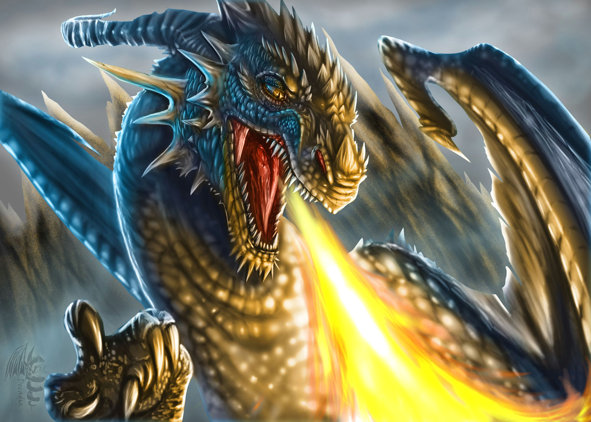 Drawings Of Dragons Blowing Fire Angry Fire Breath Dragon Wallpaper Download to Mobile Phone