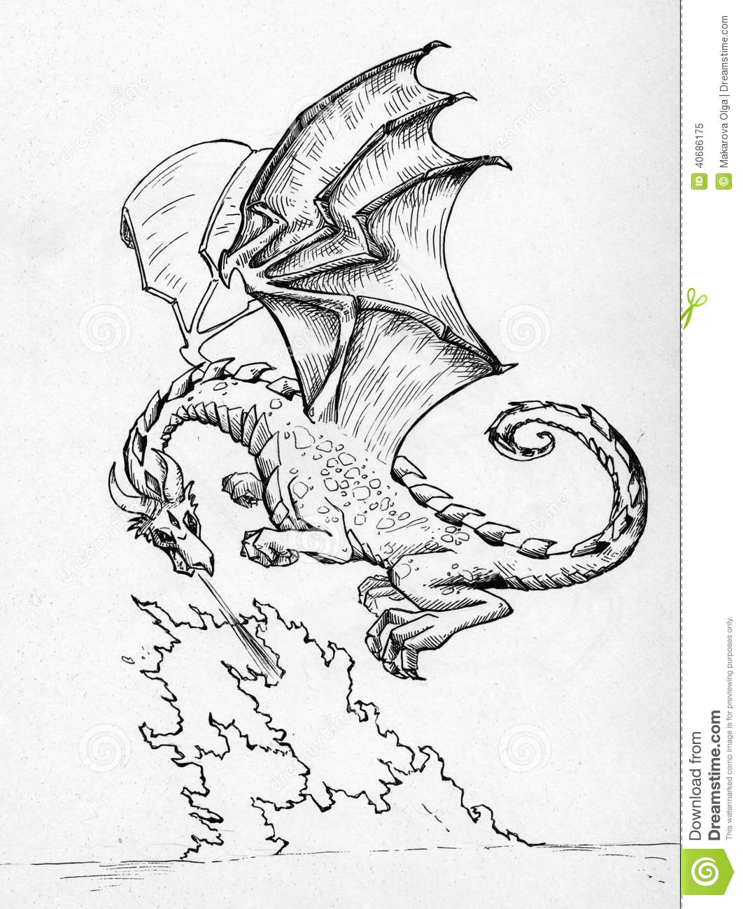 Drawings Of Dragons Blowing Fire Dragon Breathing Fire Stock Illustration Illustration Of