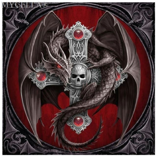 Drawings Of Dragons with Skulls Diamond Painting Dragon Girl Diamond Mosaic Skull Pinterest