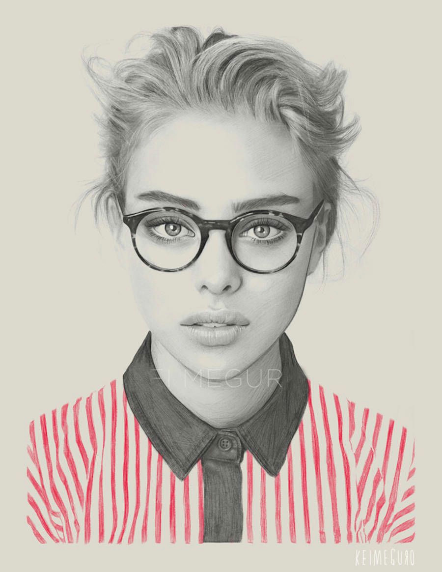 Drawings Of Eyes with Glasses Amazing Pencil Drawings Of Fashion Girls by Kei Meguro Things I