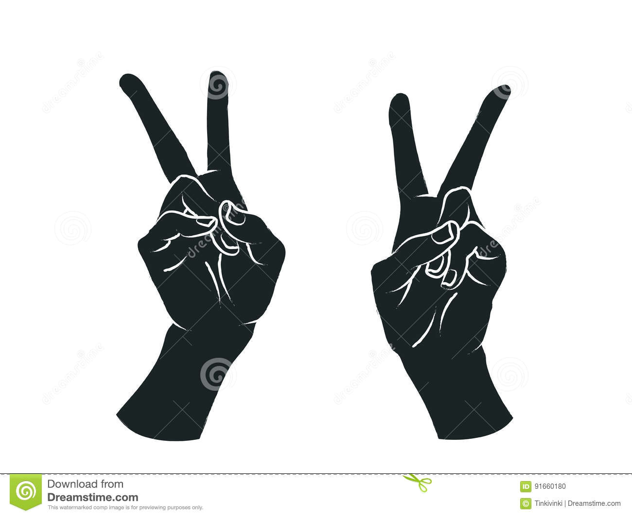 Drawings Of Female Hands Gesture Female Hands In the form Of V Letter Victory Vector