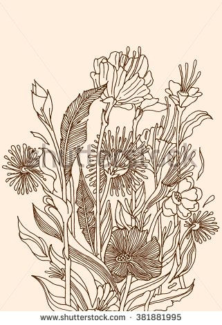 Drawings Of Flower Composition Vector Floral Floral Collections with Leaves and Flowers Hand