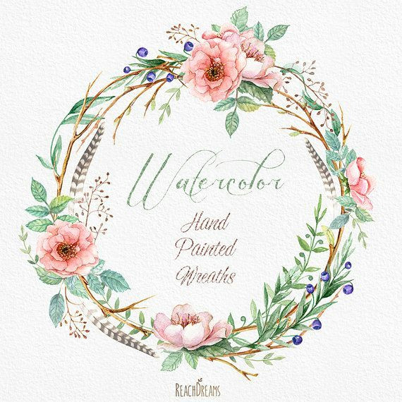 Drawings Of Flower Wreaths Art Drawing Boho Watercolour Flower Wreaths with Floral Elements and