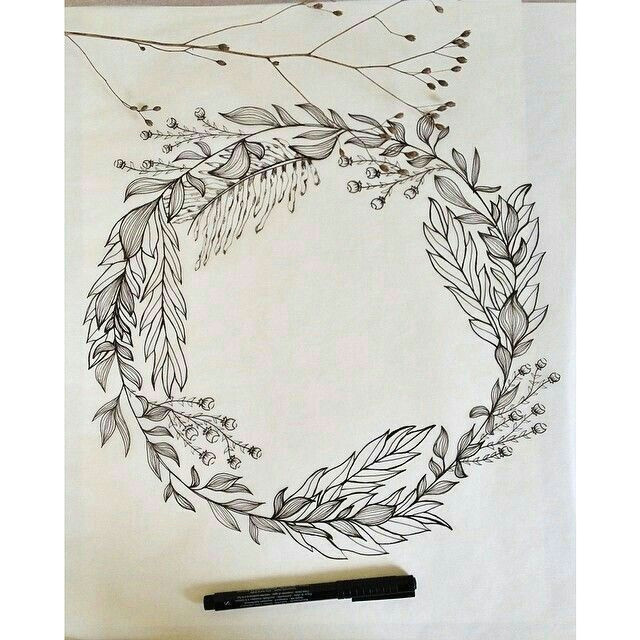 Drawings Of Flower Wreaths Pin by Em On A R T Drawings Ink Doodles