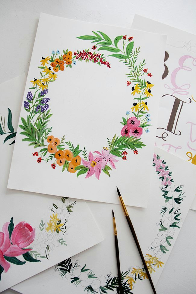 Drawings Of Flower Wreaths Wildflowers Blog Studio Snaps Acrylics Used Here but Simple to Make