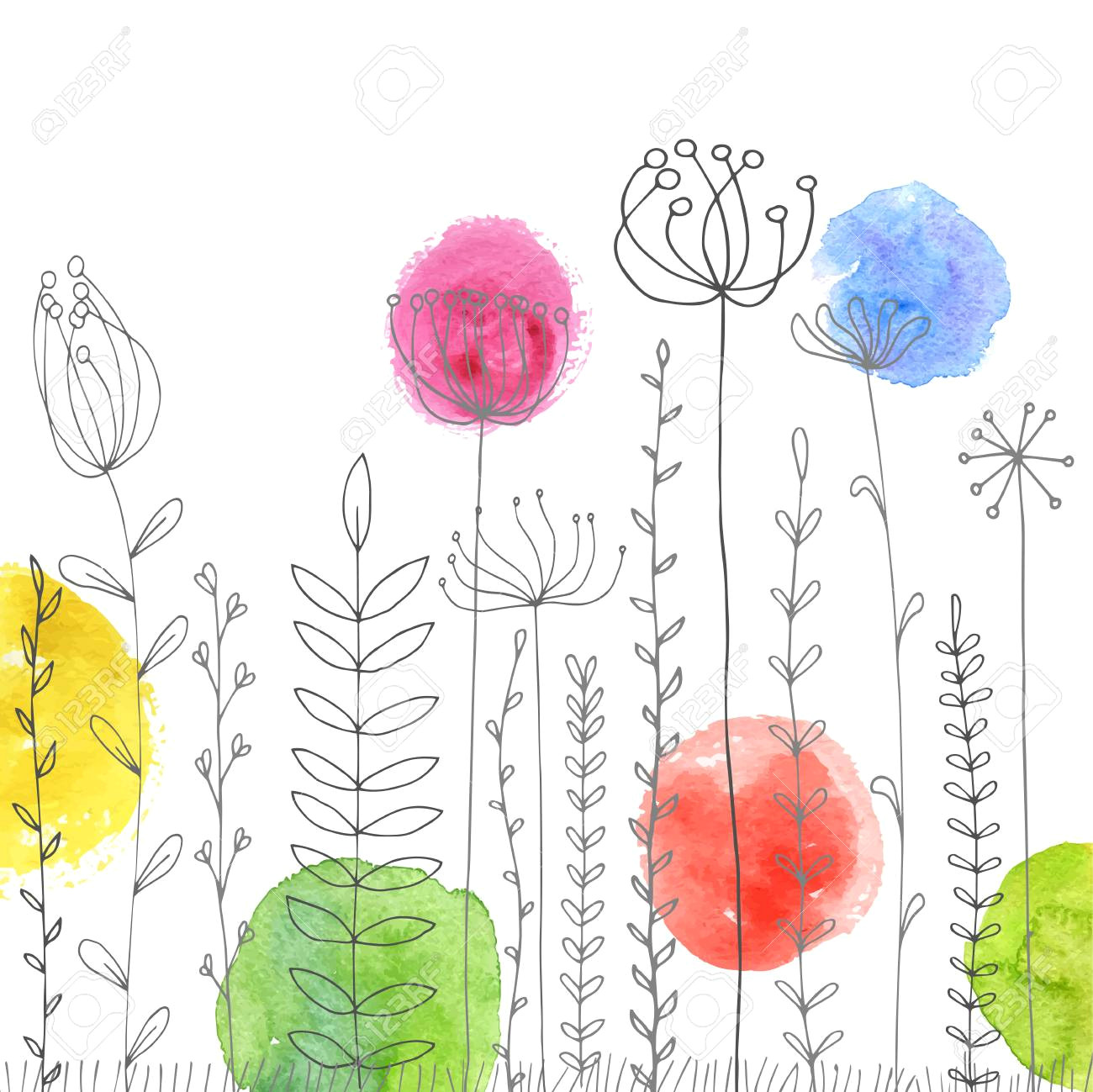 Drawings Of Flowers Abstract Vector Background with Doodle Abstract Herbs and Flowers and