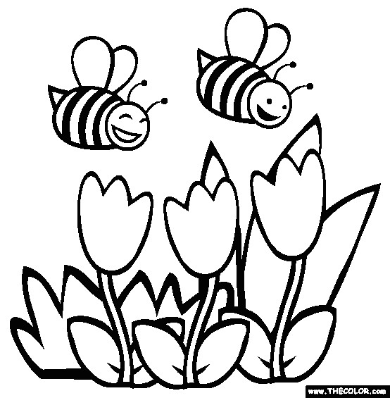 Drawings Of Flowers and Bees Bees Coloring Page Free Bees Online Coloring Drawings Colored by