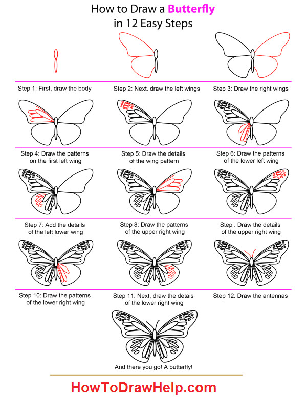 Drawings Of Flowers and butterflies Step by Step Easy to Draw butterflies butterfly Drawing Easy Methods How to