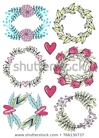 Drawings Of Flowers and Hearts Hand Drawn Romantic Set Floral Wreath Stock Vector Royalty Free