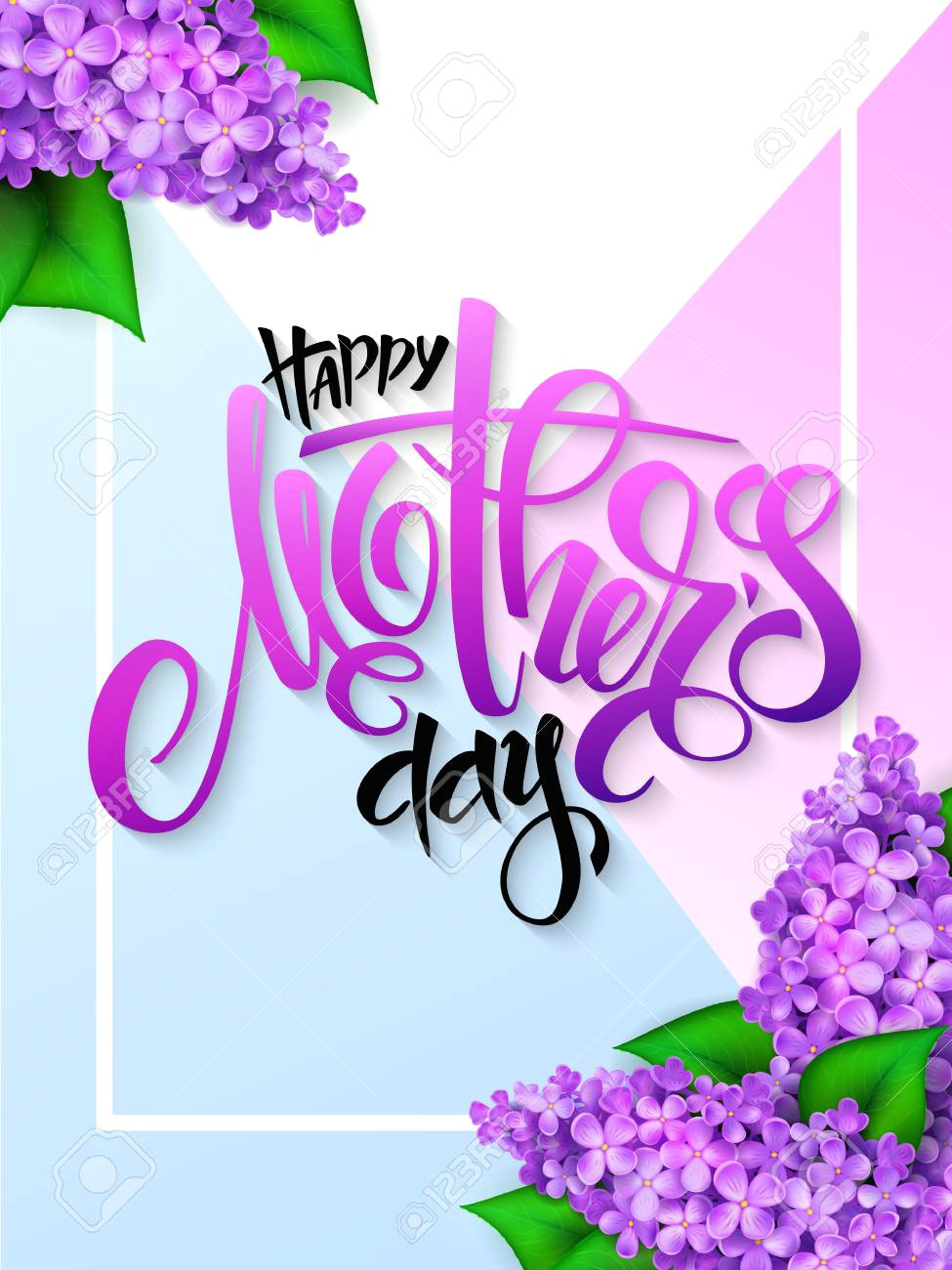 Drawings Of Flowers for Mother S Day Vector Hand Drawn Mothers Day Greeting Card with Blooming Lilac