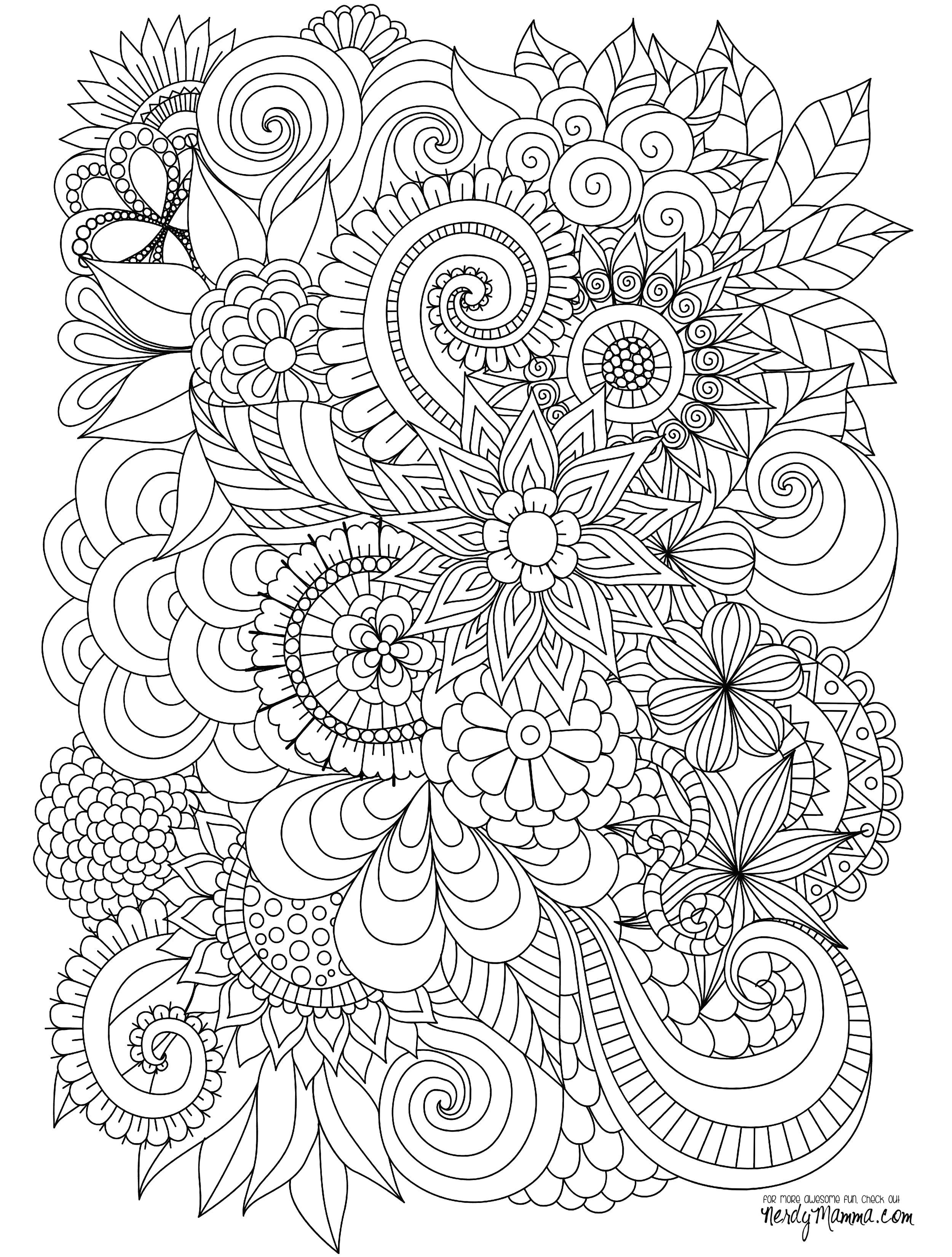 Drawings Of Flowers Hard Flowers Abstract Coloring Pages Colouring Adult Detailed Advanced