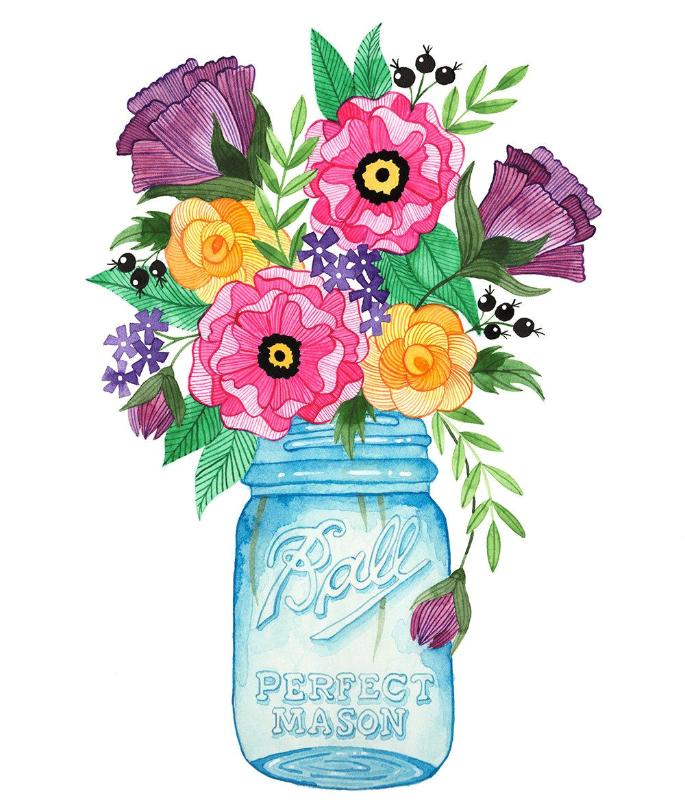 Drawings Of Flowers In A Jar Blog Fercute Tattoo Inspiration In 2019 Art Watercolor Drawings