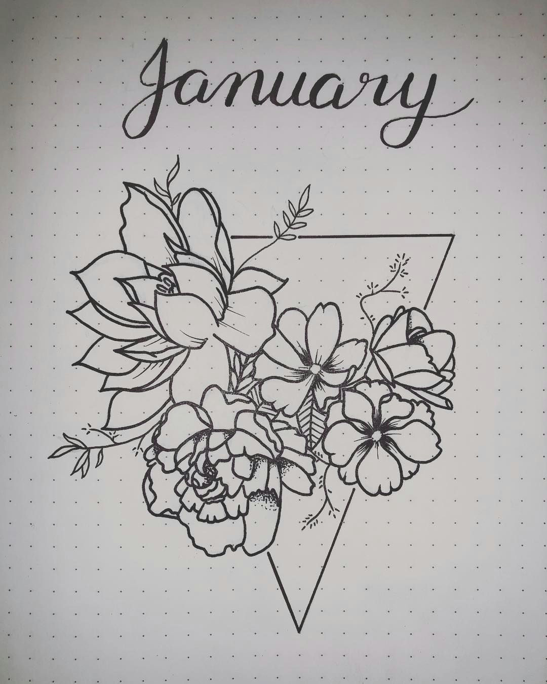 Drawings Of Flowers On Pinterest Bullet Journal Monthly Cover Page Flower Drawings Jayy Tee