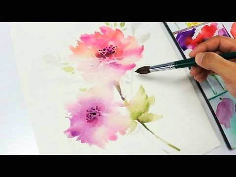 Drawings Of Flowers Youtube Lvl3 Watercolor Flower Painting Wet Into Wet Youtube Clases
