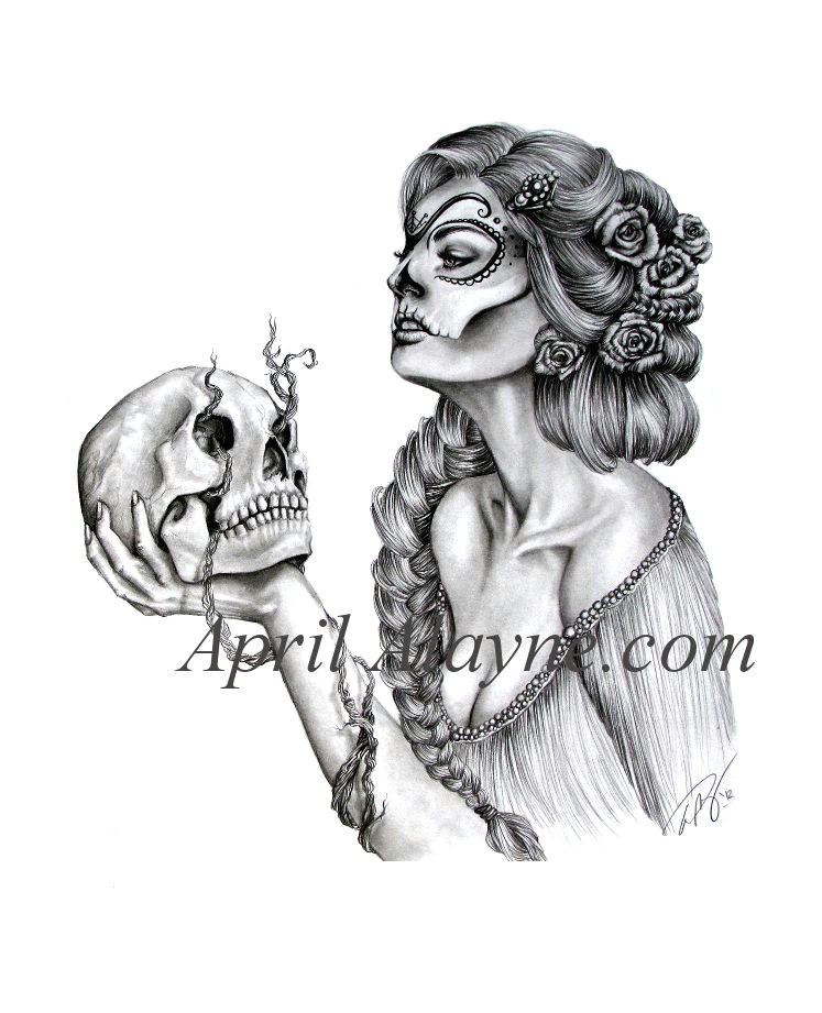 Drawings Of Girl Tattoo Fanciful Woman and Skull Tattoo Drawings Tattoos Tattoo