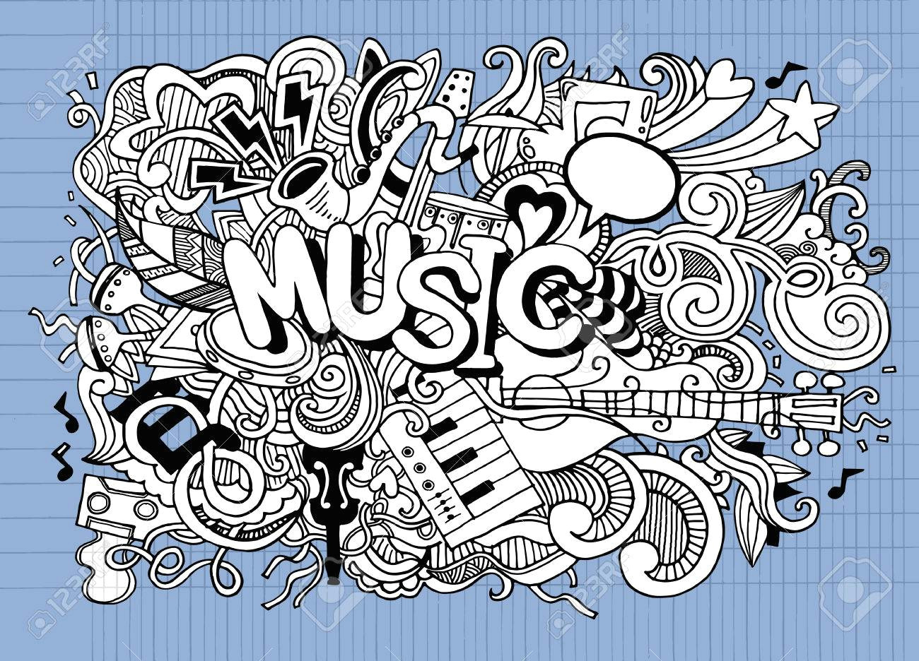 Drawings Of Hands Playing Instruments Abstract Music Background Collage with Musical Instruments Hand