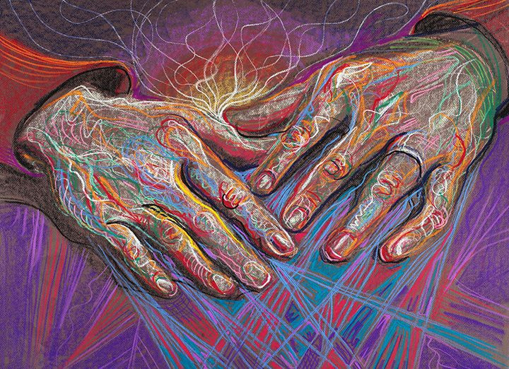 Drawings Of Hands Reaching Warmth 2010 From Healing Hands Series Drawing by Fred