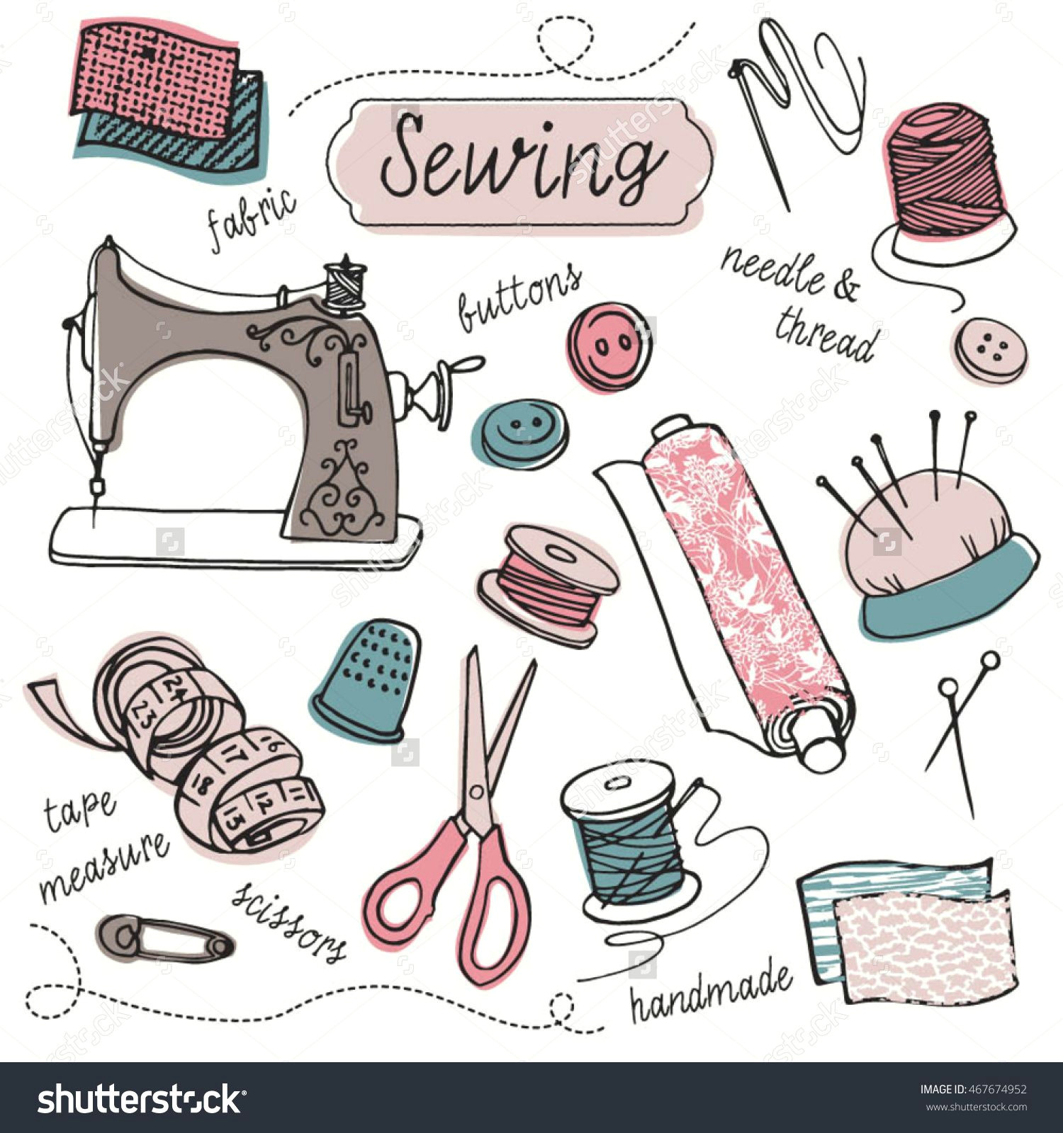 Drawings Of Hands Sewing Sewing Tailoring Needlework Icons Hand Drawn Design Vector