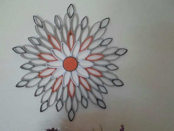 Drawings Of Hanging Flowers Gray orange Wall Art Paper Flower Wall Hanging White orange Home