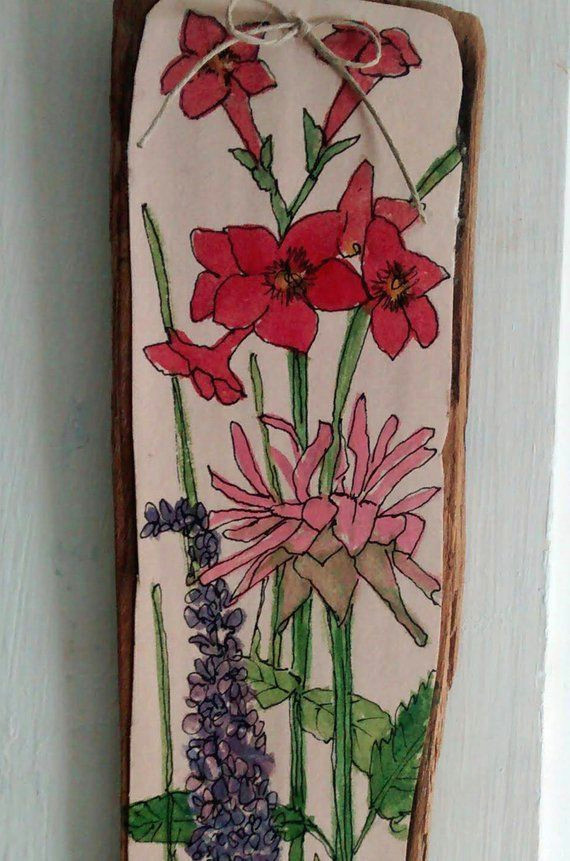 Drawings Of Hanging Flowers Pink Flower Watercolor Illustration On Wood Drawing Botanical Garden