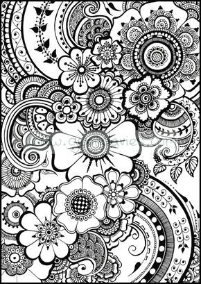Drawings Of Henna Flowers Beautiful Henna Flowers and Paisleys Colouring In Sheet Instant