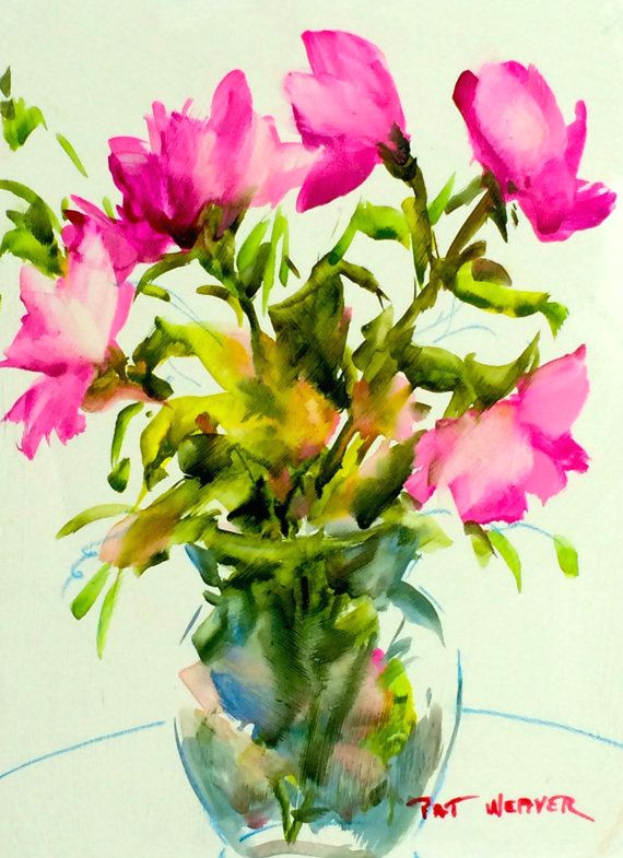 Drawings Of Pink Flowers Pink Roses original Watercolor by Pat Weaver Watercolor Artists