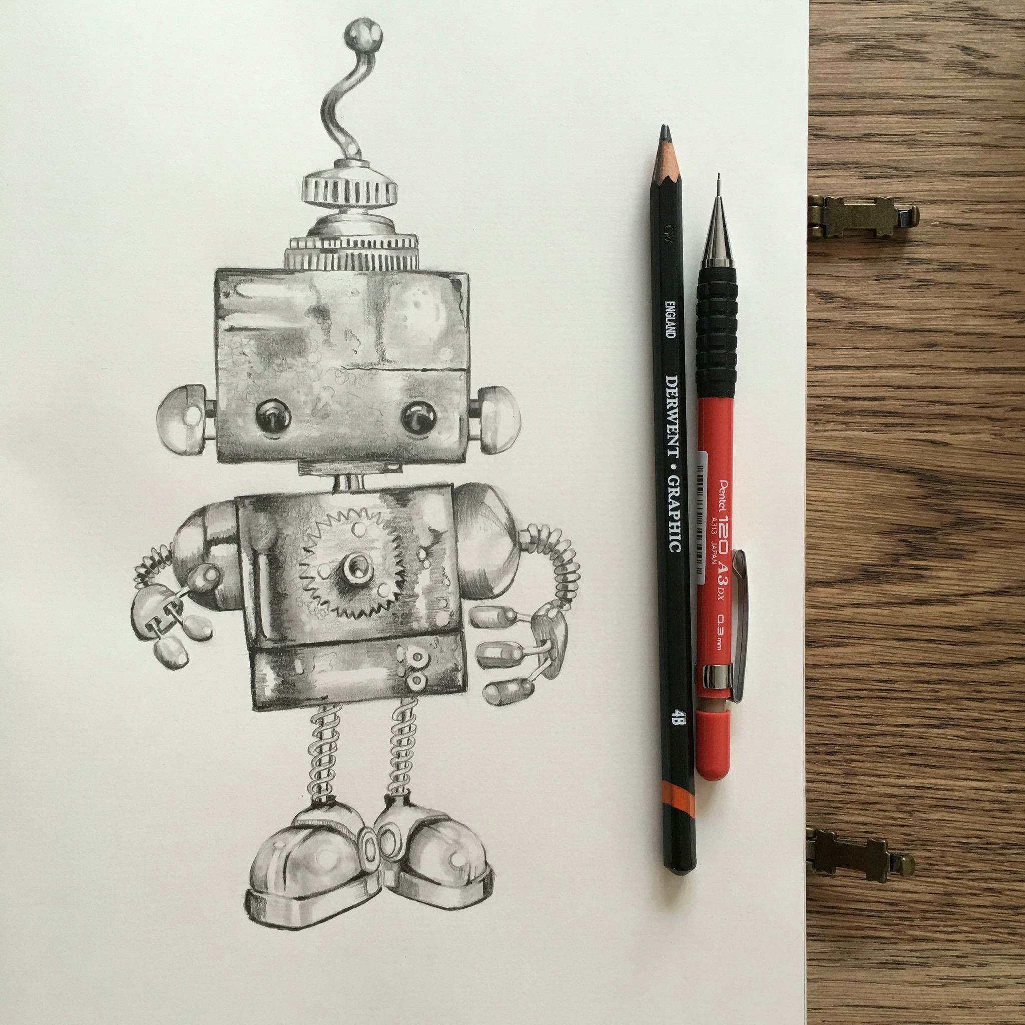 Drawings Of Robot Hands Cute Robot Graphite Pencil Drawing Popart In 2018 Pinterest