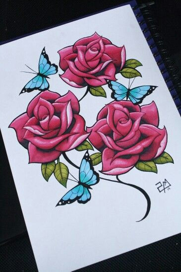 Drawings Of Roses and butterflies Roses and butterflies Tattoo Tattoo Flash Pinterest Drawings