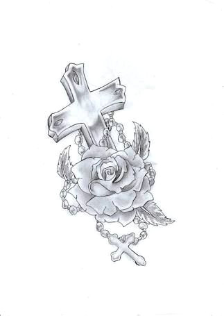 Drawings Of Roses and Crosses Free Tattoo Stencils Google Search Tattoos Tattoos Rose