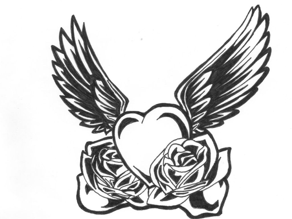 Drawings Of Roses and Hearts and Wings See the source Image Tattoos Tattoos Heart with Wings Tattoo