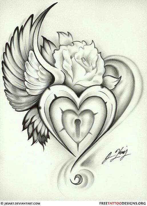Drawings Of Roses and Hearts and Wings Tattoo Ideas 3 Drawings Pinterest Tattoos Tattoo Designs and