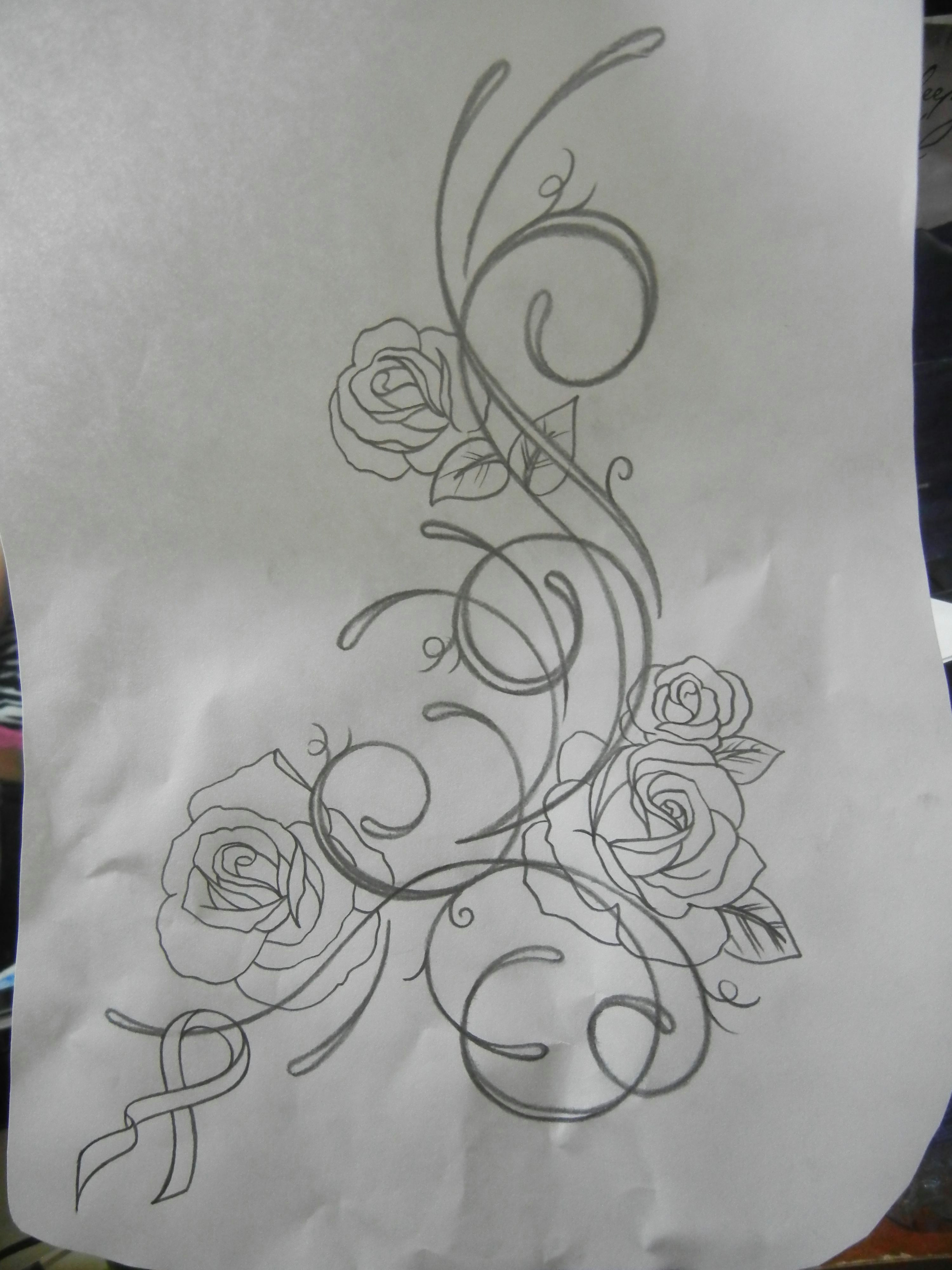 Drawings Of Roses and Ribbons Tattoo I M Hopefully Getting soon Will Be On My Left Hip N Ribs and