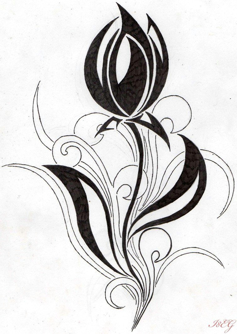 Drawings Of Roses and Tulips Flower Tribal Tulip by Aglinskas Drawings Tulip Tattoo Tattoos