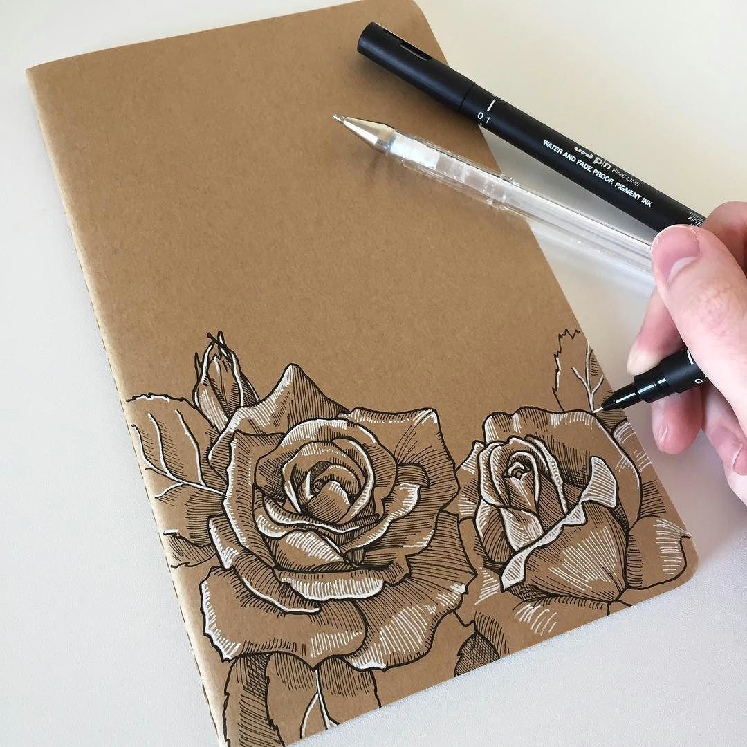 Drawings Of Roses In Pen I Think I Prefer Drawing On My Notebooks rather than In them Art