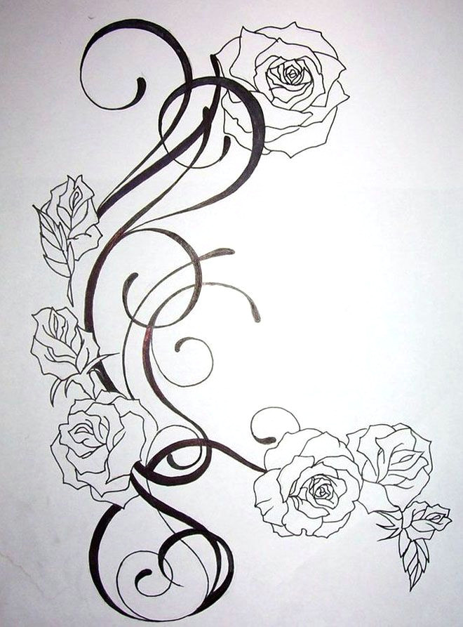 Drawings Of Roses with Vines 45 Beautiful Flower Drawings and Realistic Color Pencil Drawings