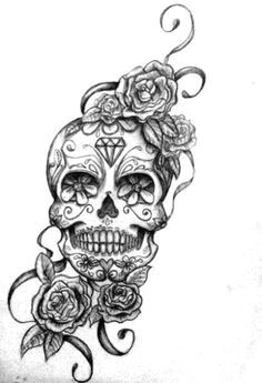 Drawings Of Skulls and Roses and Snakes Sugar Skull Roses Tattoos Body Art Inspiration Arrows